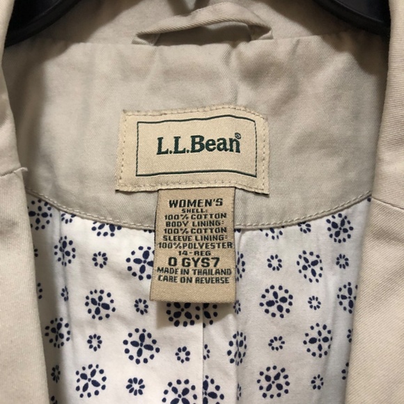 LL Bean light beige cotton 3 button blazer lined size 14 - Picture 2 of 3